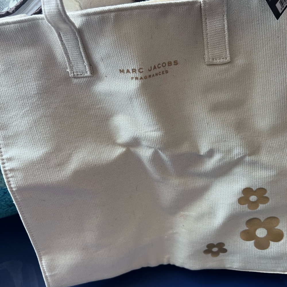 Marc Jacobs Cream Tote with Gold Floral Accents